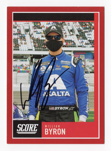AUTOGRAPHED William Byron 2021 Panini Chronicles Score Racing RARE RED PARALLEL Insert Signed NASCAR Collectible Trading Card #81/99 with COA