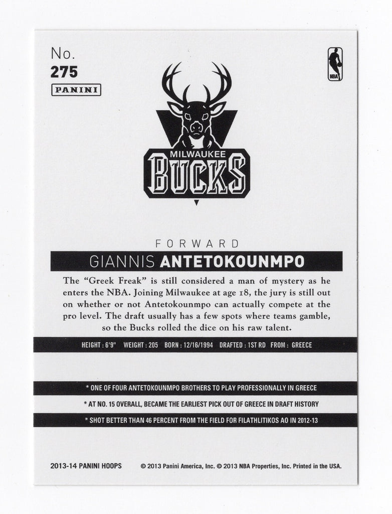 Giannis Antetokounmpo Milwaukee Bucks 2013-14 Panini Hoops Gold #275 PSA Authenticated 9 Rookie Card Giannis Antetokounmpo Milwaukee Bucks 2013-14 Panini Hoops Gold #275 PSA Authenticated 9 Rookie Card