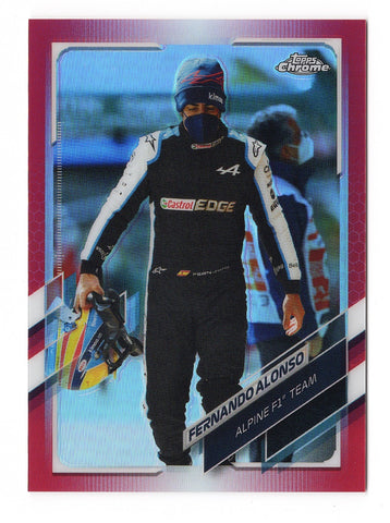 Fernando Alonso 2021 Topps Chrome Formula 1 Racing RED WAVE REFRACTOR (Alpine F1 Team) Ultra Rare Parallel Insert Trading Card #5/5