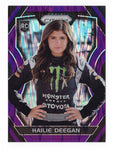 Hailie Deegan 2018 Panini Prizm Racing PURPLE FLASH PRIZM REFRACTOR Rare NASCAR Collectible Insert Official Rookie Trading Card