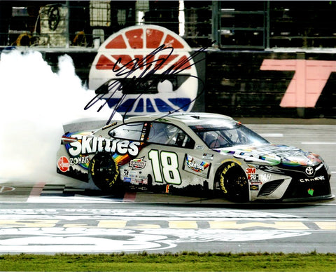 AUTOGRAPHED 2020 Kyle Busch #18 Skittles Zombie Team TEXAS RACE WIN (Victory Burnout) Joe Gibb Racing NASCAR Cup Series Signed Picture 8X10 Inch Glossy Photo with COA