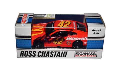 AUTOGRAPHED 2021 Ross Chastain #42 McDonalds Racing DARLINGTON THROWBACK (Ganassi Team) Rare Signed Action 1/64 Scale NASCAR Diecast Car with COA